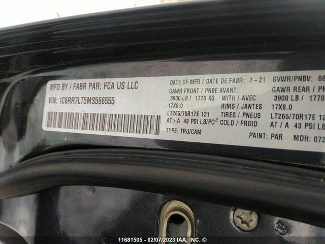 1C6RR7LT5MS566555 RAM 1500 Classic Slt