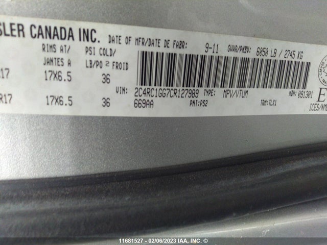 2C4RC1GG7CR127989 Chrysler Town & Country Limited