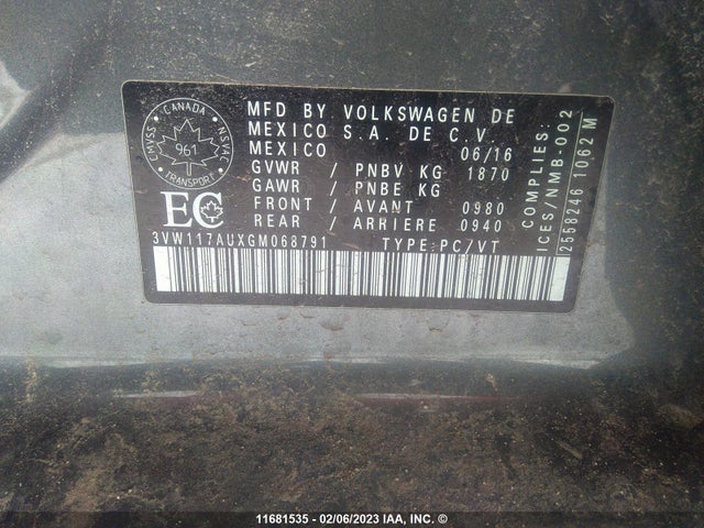 Volkswagen GOLF S 2016 3VW117AUXGM068791 Image 10