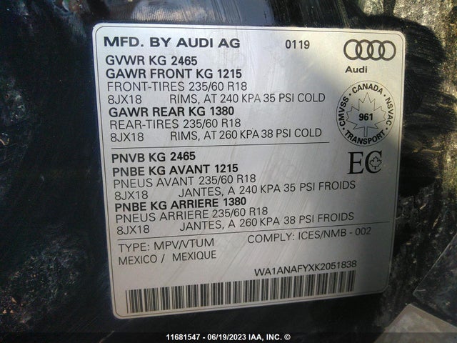 Audi Q5 PREMIUM 2019 WA1ANAFYXK2051838 Image 9