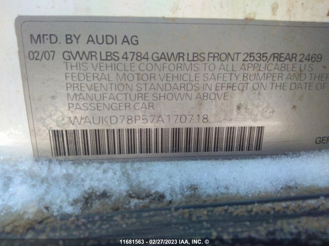 WAUKD78P57A170718 Audi A3 S-line 3.2 Quattro