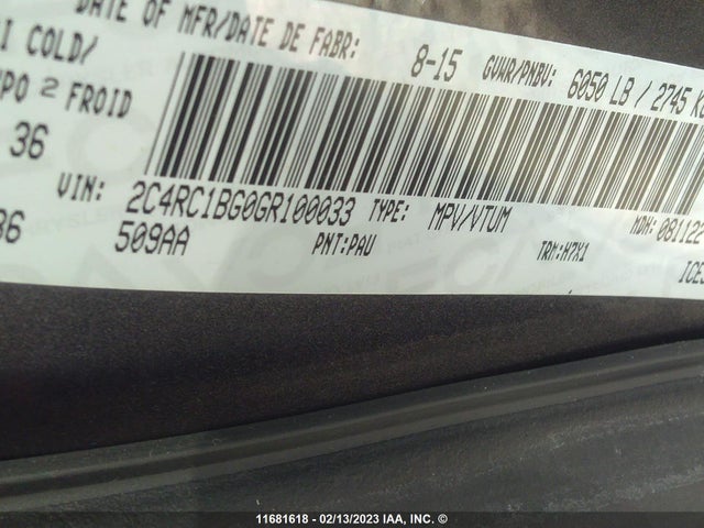 2C4RC1BG0GR100033 Chrysler Town & Country Touring