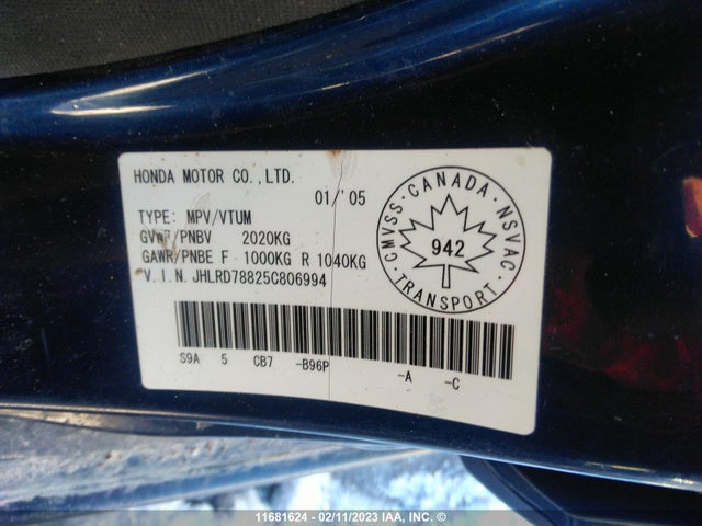 Honda CR-V EX 2005 JHLRD78825C806994 Image 11