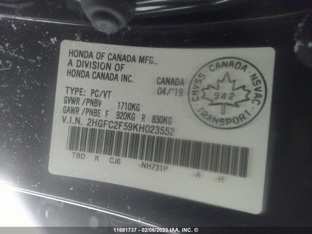 Honda k20c2 2019 2HGFC2F59KH023552 Image 28