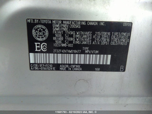 Toyota RAV4 2010 2T3ZF4DV7AW018477 Image 10