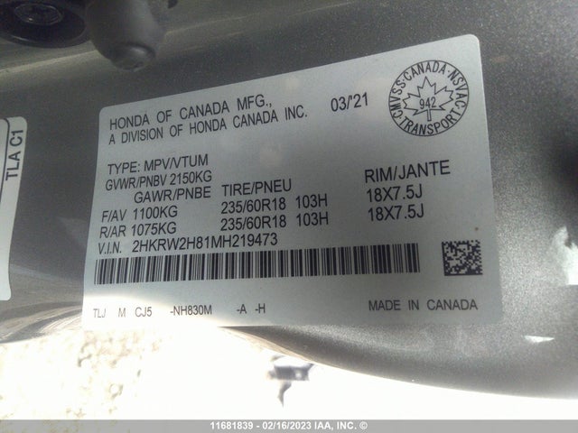 Honda CR-V EXL 2021 2HKRW2H81MH219473 Image 10