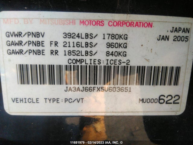 JA3AJ66FX5U603651 Mitsubishi Lancer Ralliart