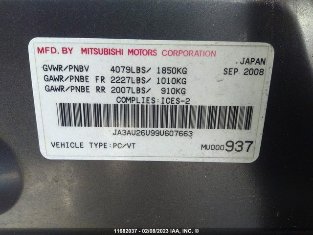 JA3AU26U99U607663 Mitsubishi Lancer Es/es Sport