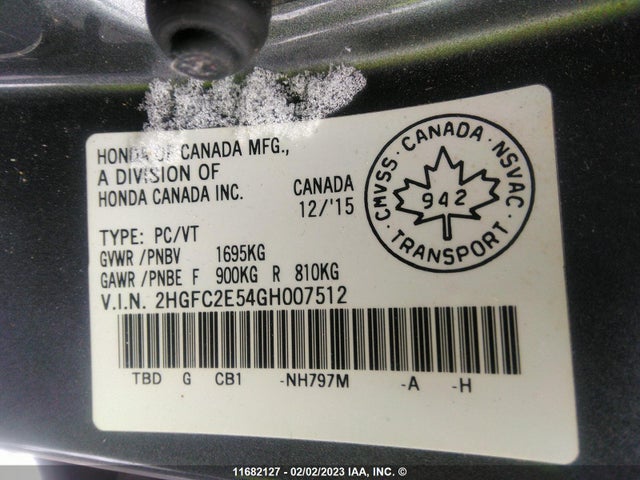 Honda Civic Lx 2016 2HGFC2E54GH007512 Image 10