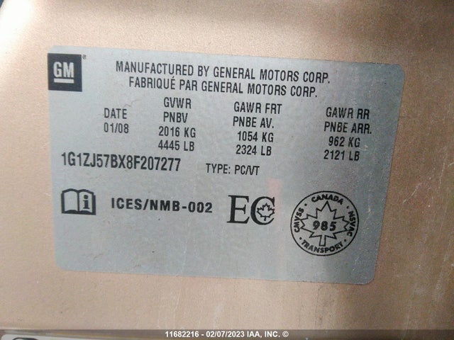 Chevrolet MALIBU 2LT 2008 1G1ZJ57BX8F207277 Image 10