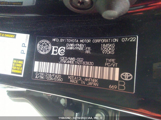Toyota COROLLA SE 2022 JTNK4MBE1N3183830 Image 11