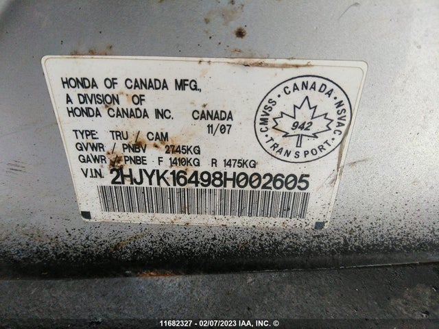 Honda Ridgeline Rts 2008 2HJYK16498H002605 Image 10