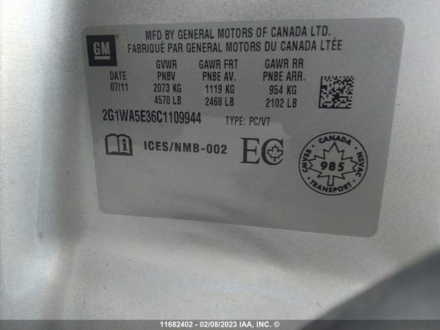 Chevrolet IMPALA LS 2012 2G1WA5E36C1109944 Image 9