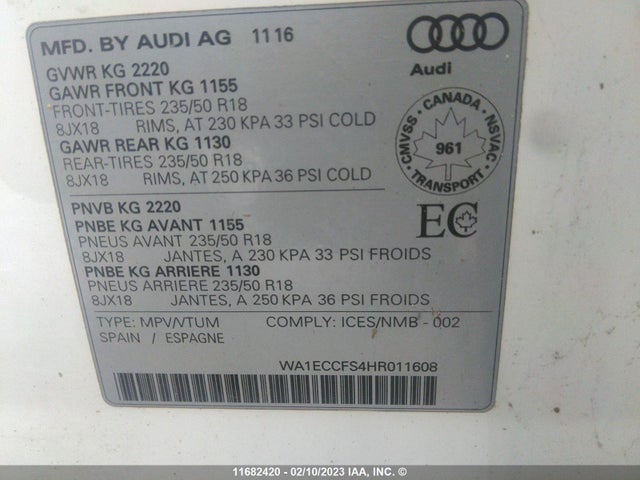 WA1ECCFS4HR011608 Audi Q3 PREMIUM