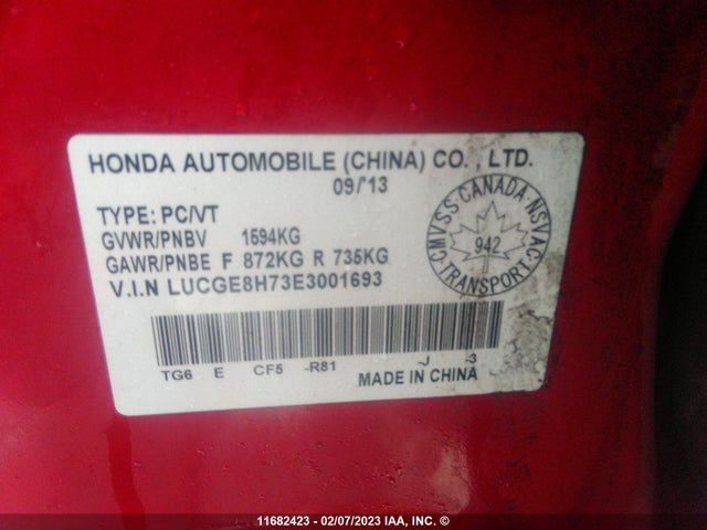 Honda Fit 2014 LUCGE8H73E3001693 Image 10