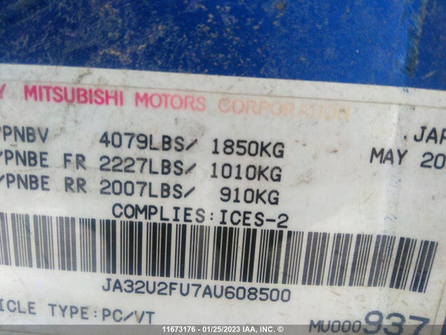 JA32U2FU7AU608500 Mitsubishi Lancer Es/es Sport