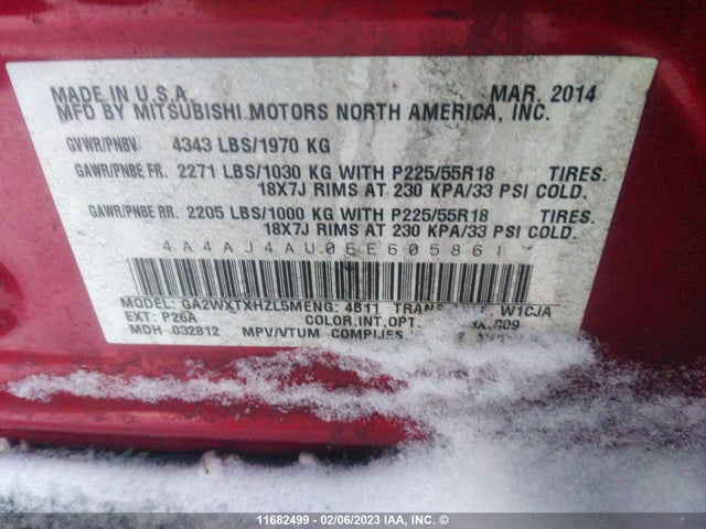 4A4AJ4AU0EE605861 Mitsubishi Rvr Gt