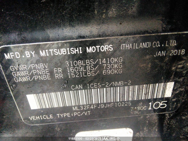 ML32F4FJ9JHF10225 Mitsubishi Mirage G4 Se