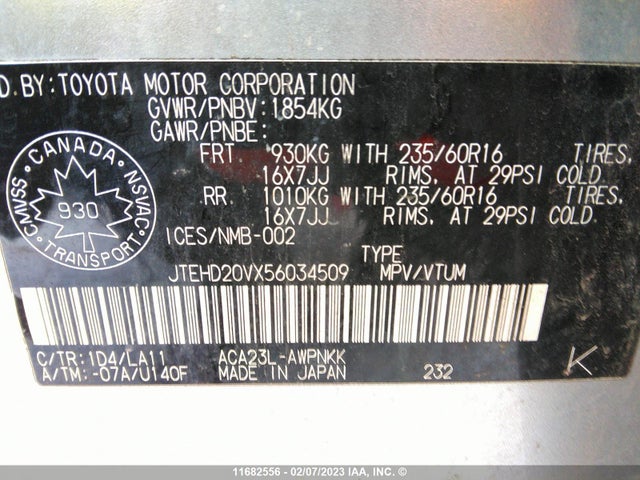 Toyota RAV4 2005 JTEHD20VX56034509 Image 10