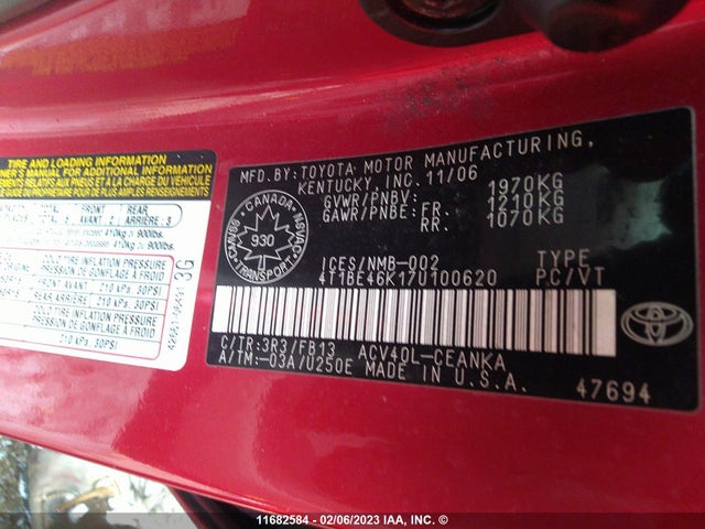 Toyota Camry New Generation 2007 4T1BE46K17U100620 Image 10