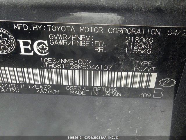 JTHG81F28M5046107 Lexus Is 300 F-sport