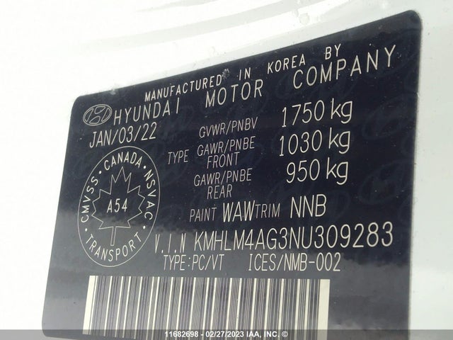 Hyundai ELANTRA SEL 2022 KMHLM4AG3NU309283 Image 9