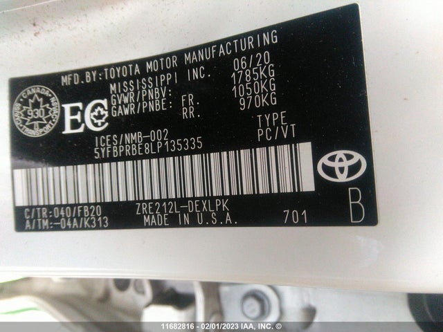 Toyota COROLLA LE 2020 5YFBPRBE8LP135335 Image 11