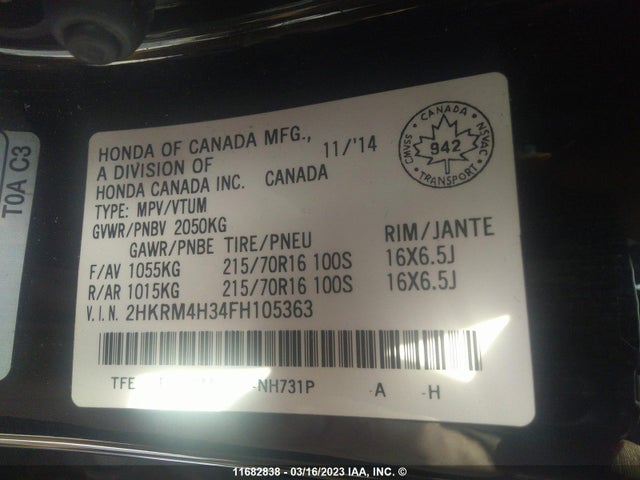 Honda CR-V 2015 2HKRM4H34FH105363 Image 9