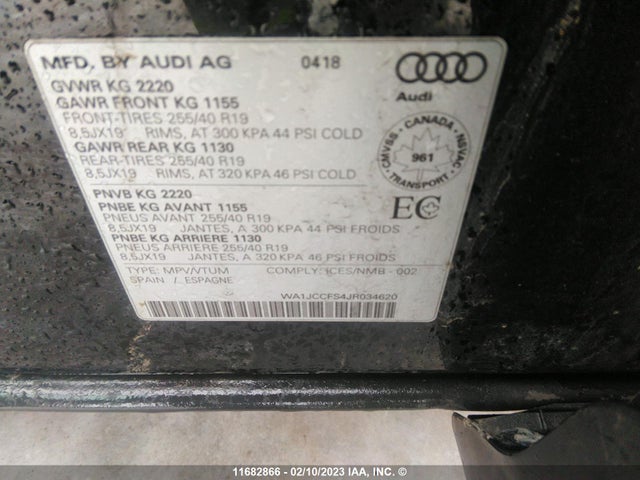 WA1JCCFS4JR034620 Audi Q3 Premium Plus