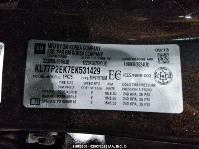 Chevrolet Orlando Lt 2014 KL77P2EK7EK531429 Image 9