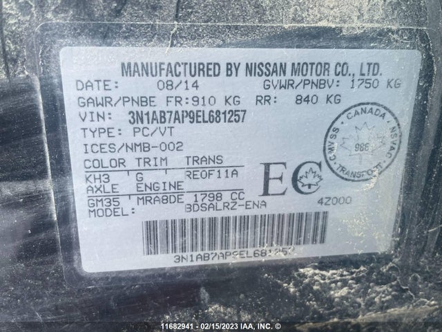 Aukcja sprzedaży 2014 Nissan Sentra Sr, vin: 3N1AB7AP9EL681257, numer aukcji: 11682941