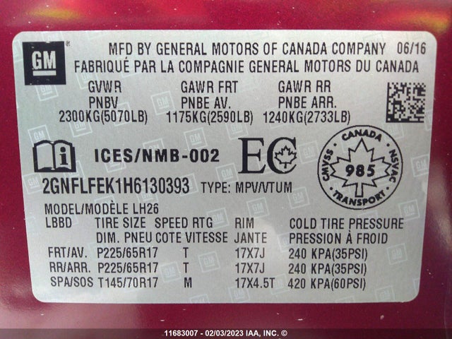 Chevrolet EQUINOX LT 2017 2GNFLFEK1H6130393 Image 10