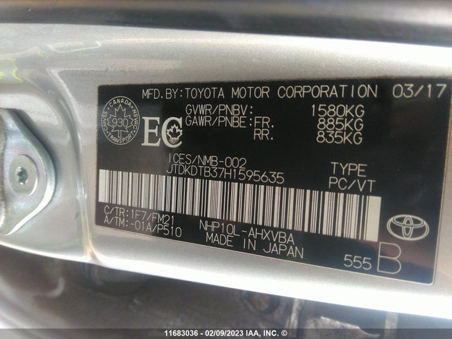 Toyota PRIUS C 2017 JTDKDTB37H1595635 Image 10