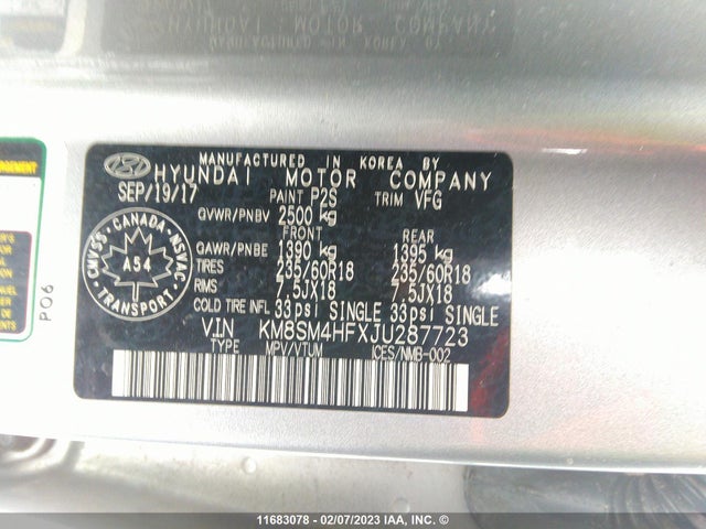 Hyundai Santa Fe Se 2018 KM8SM4HFXJU287723 Image 11