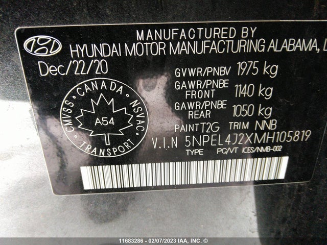 Hyundai SONATA SEL 2021 5NPEL4J2XMH105819 Image 10