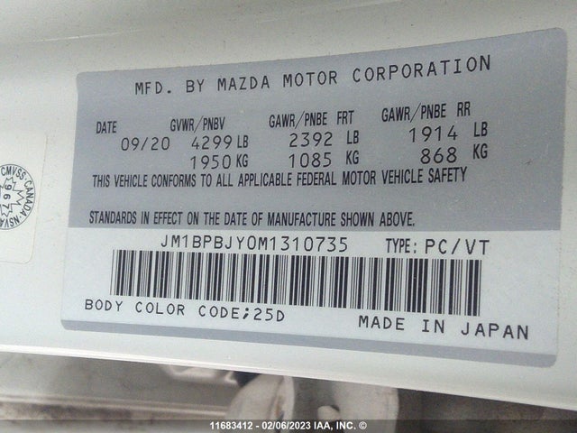 Mazda 3 2021 JM1BPBJY0M1310735 Image 10