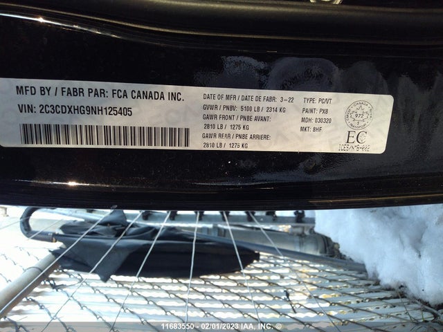 Продаж на аукціоні авто 2022 Dodge Charger Gt, vin: 2C3CDXHG9NH125405, номер лоту: 11683550