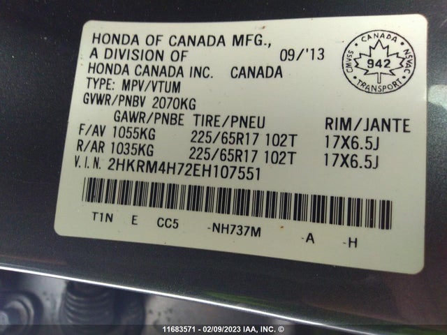 Honda CR-V EXL 2014 2HKRM4H72EH107551 Image 10
