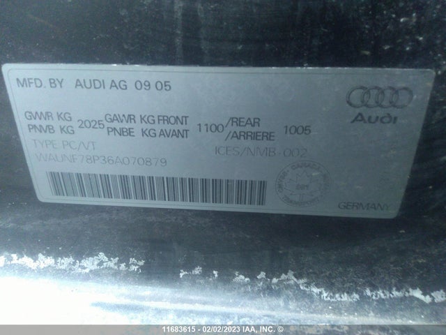 WAUNF78P36A070879 Audi A3 2.0 Premium