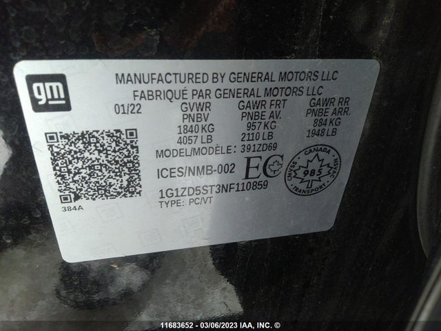 Chevrolet MALIBU LT 2022 1G1ZD5ST3NF110859 Image 9