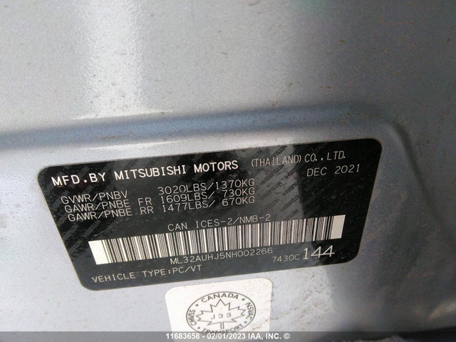 ML32AUHJ5NH002266 Mitsubishi Mirage Es/le