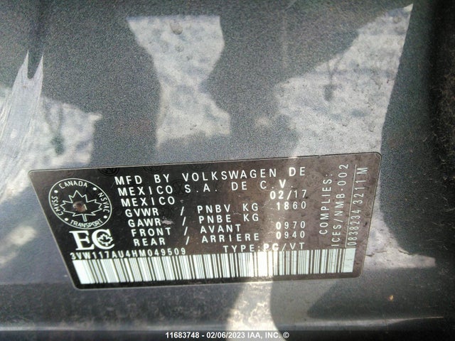 Volkswagen Golf S/wolfsburg 2017 3VW117AU4HM049509 Image 11