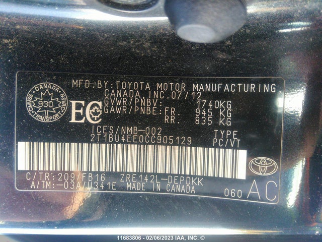 Toyota Corolla S/le 2012 2T1BU4EE0CC905129 Image 11