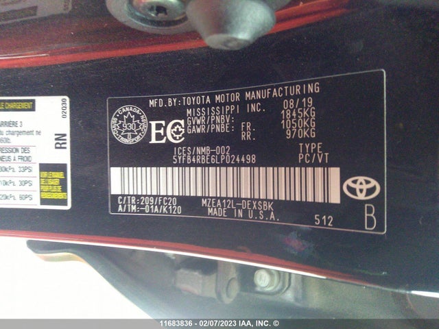 Toyota Corolla Se/xse 2020 5YFB4RBE6LP024498 Image 10
