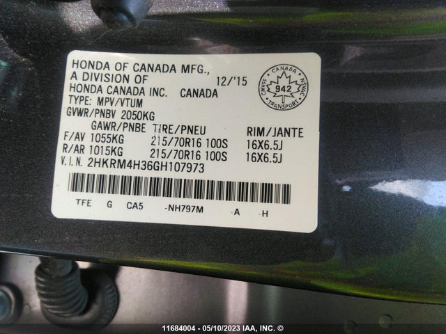Honda CR-V LX 2016 2HKRM4H36GH107973 Image 9