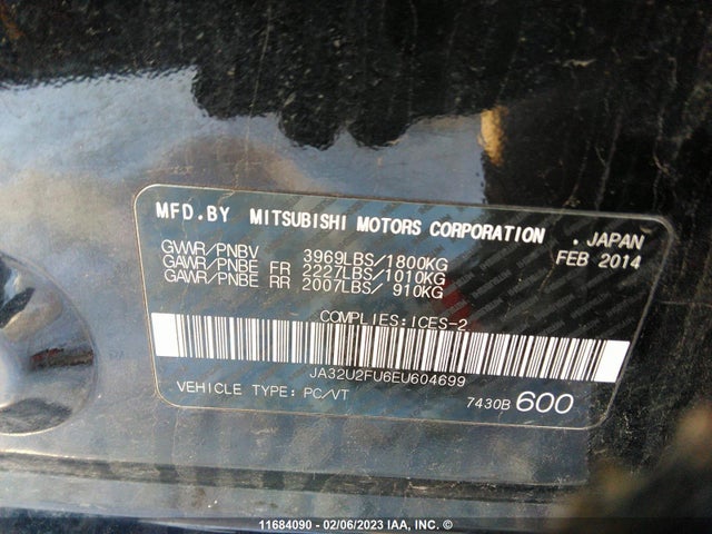JA32U2FU6EU604699 Mitsubishi Lancer Es/es Sport