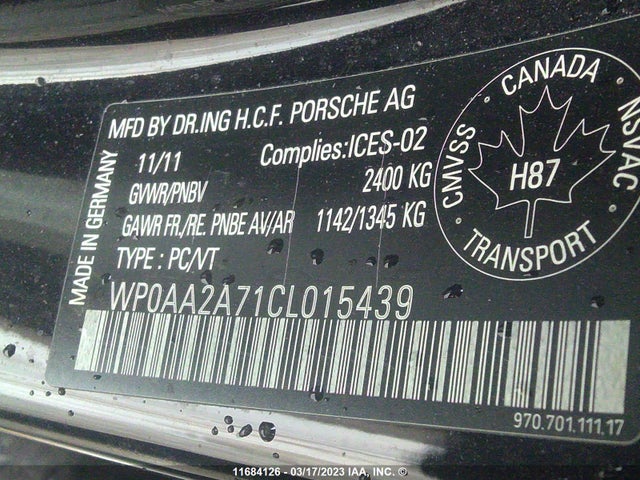 Продажа на аукционе авто 2012 Porsche Panamera 2/4, vin: WP0AA2A71CL015439, номер лота: 11684126