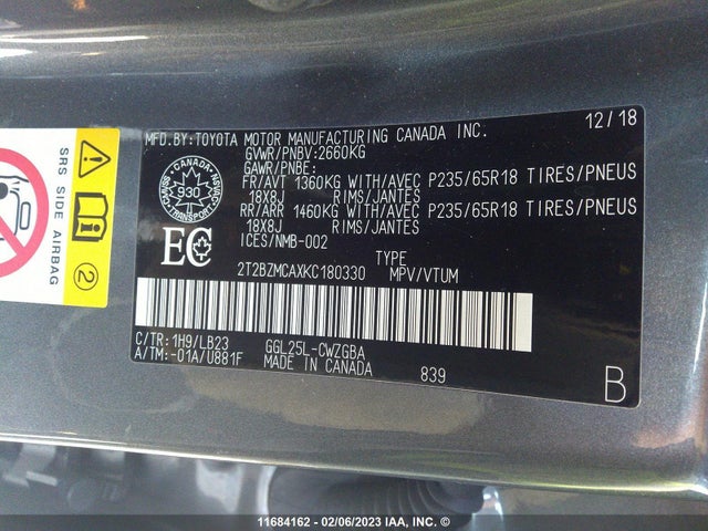 2T2BZMCAXKC180330 Lexus Rx 350 Base/350 F-sport