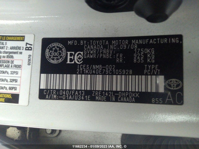 Toyota Matrix 2009 2T1KU40E79C105928 Image 10