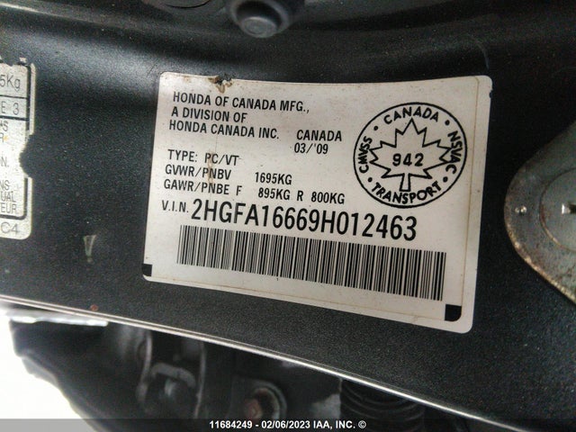 Honda Civic 2009 2HGFA16669H012463 Image 10